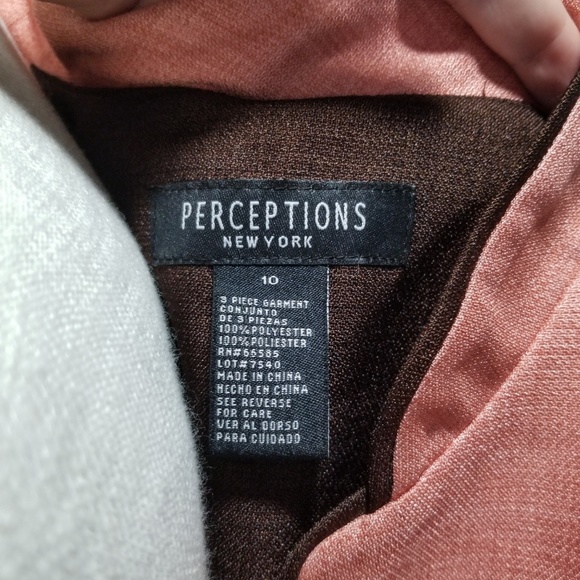 [perceptions] light peach & brown open jacket - Picture 5 of 6